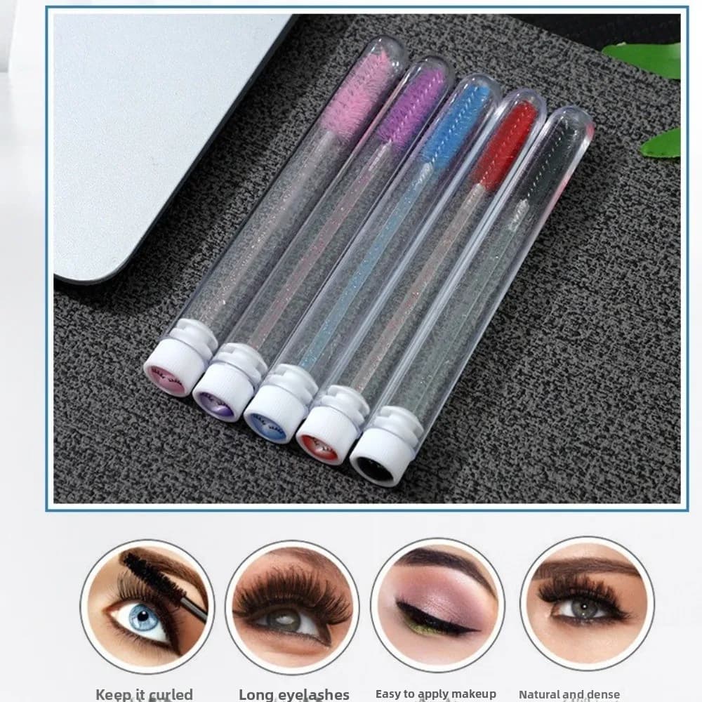 Spazzole per Ciglia Scintillanti Multiuso Riutilizzabili con Contenitore, Applicatori per Mascara in Tubetto, Strumenti per il Trucco