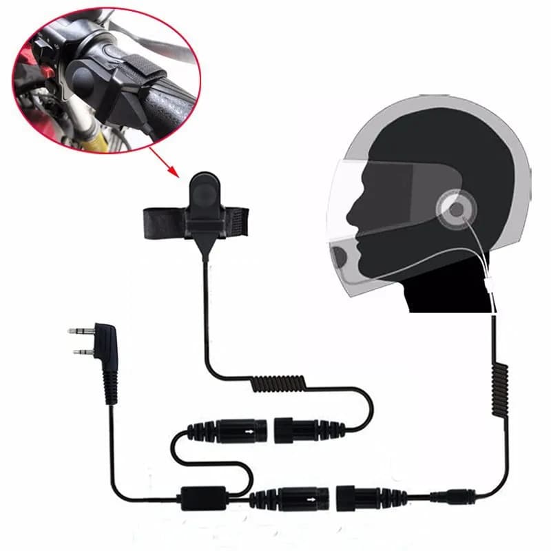 Motorcycle Walkie Talkie Helmet Headset Motorbike Earpiece with 2 PPT for Kenwood Baofeng Radio, UV5R, BF-888S, 666, UV-82
