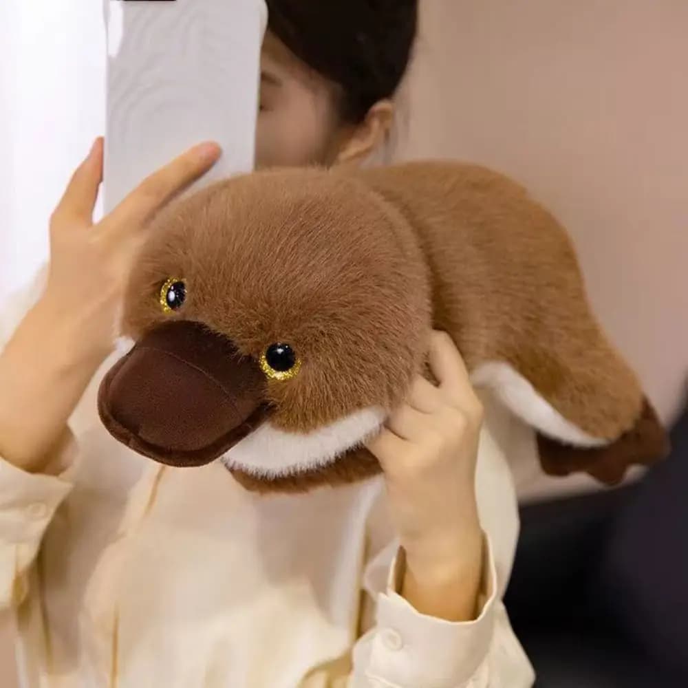 Super Soft Platypus Pillow Brown Color Fluffy Material Simulation Platypus Lying Prone Position Stuffed Animal Sofa Companion