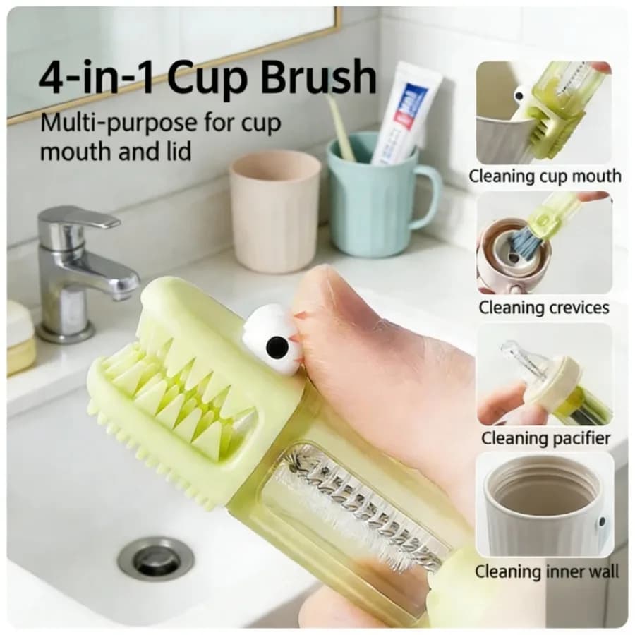 Set di spazzole 3-in-1 per coperchi di tazze, spazzola portatile per la pulizia della bocca delle tazze, borracce e bottiglie d'acqua
