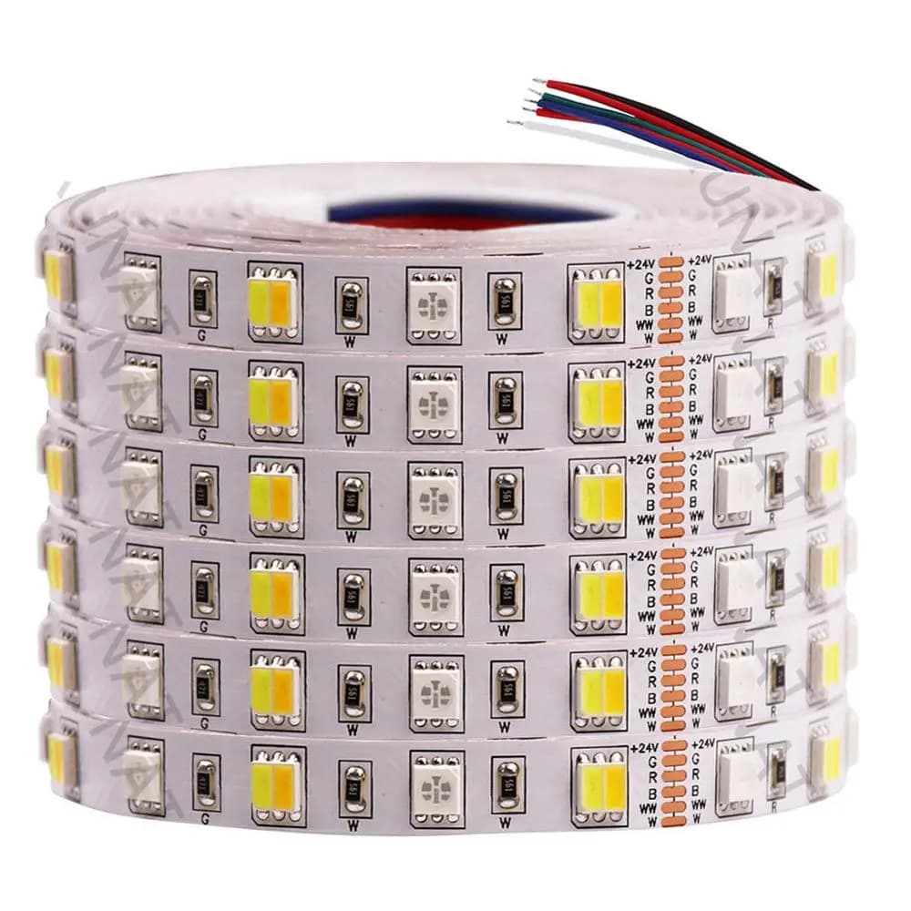 Striscia LED 5M RGB + CCT 12V 24V 5050 2835 RGBW RGBWW Nastro LED flessibile 60 90 180 LED/m Decorazione corda a strisce LED impermeabile