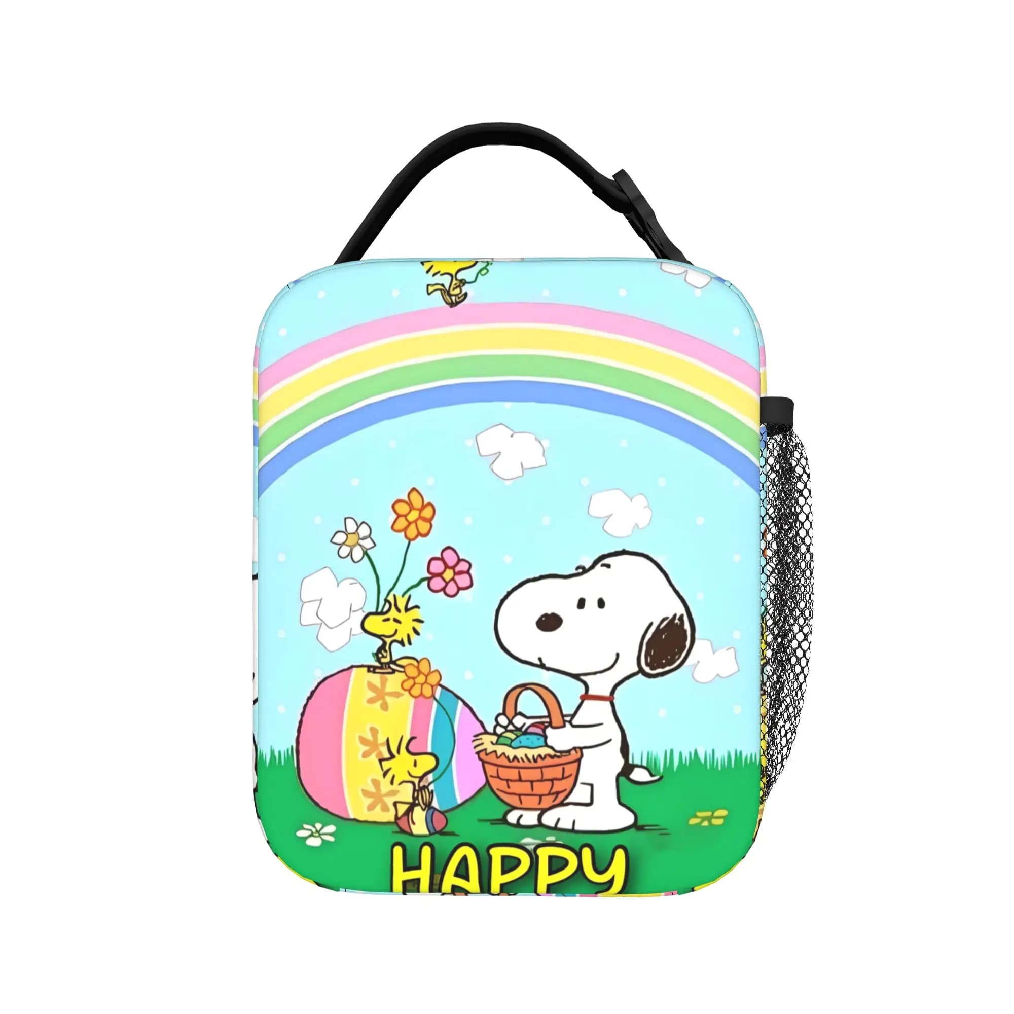 Happy Easter Eggs Snoopy Borsa termica per il pranzo, borsa termica riutilizzabile, contenitore per il pranzo, borsa per il pranzo, borsa per alimenti, ufficio, viaggio