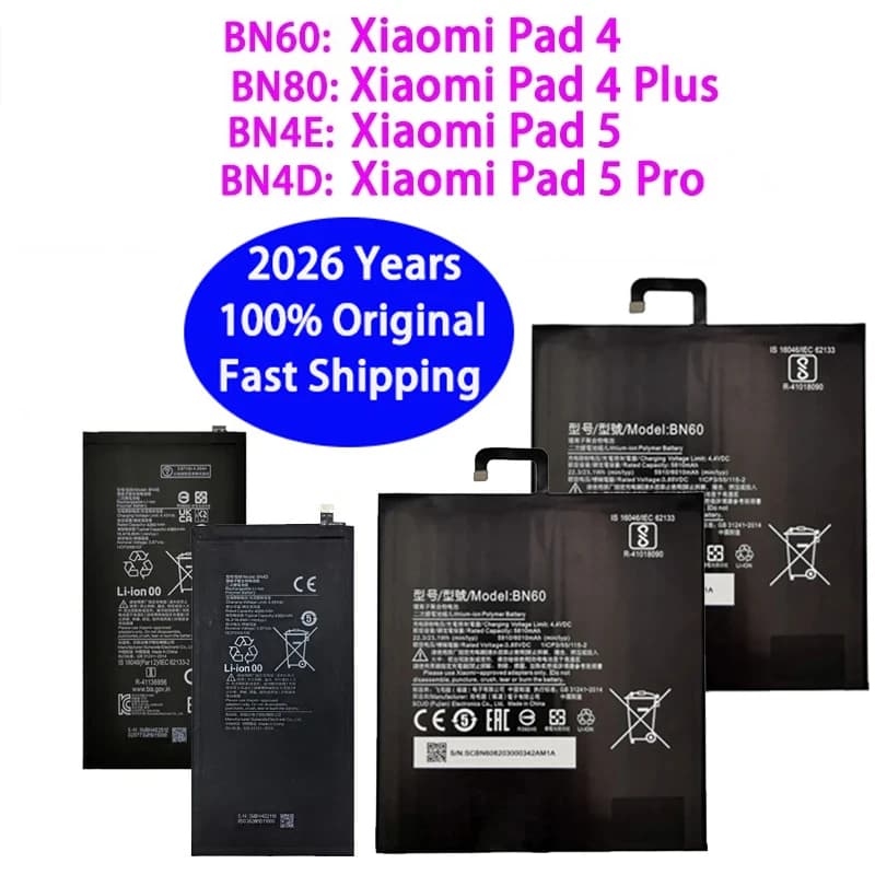 Nuovo Originale BN80 BN60 Batteria Per Xiaomi Mi Tablet Pad Mipad 4 5 Pro Plus Pad4 Pad5 Batterie Bateria BN4D BN4E Trasporto Veloce