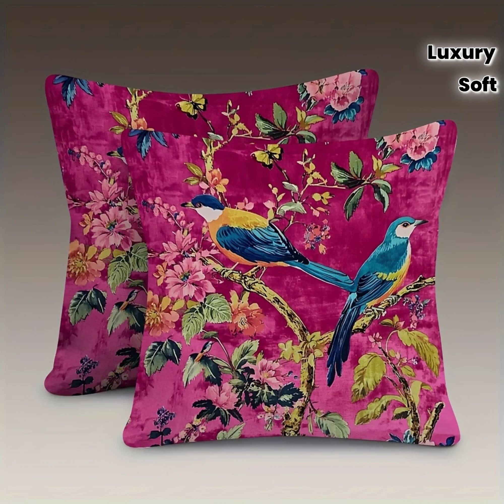 Chinoiserie style luxury pillow lining with birds and flowers, decorative, with zipper closure, suitable for sofa and bed