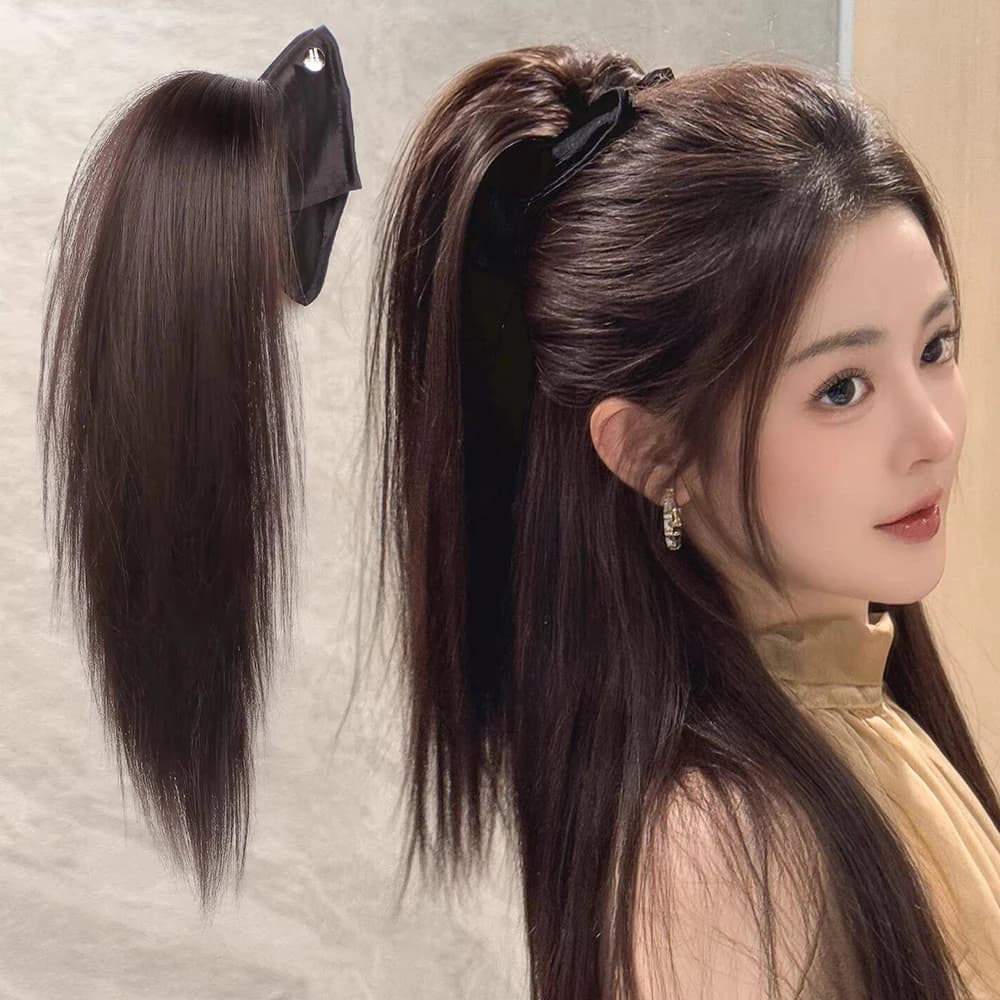 Coda di Cavallo Sintetica Mezza Alta e Voluminosa, Resistente al Calore, Accessorio per Capelli Naturale per Donna, per Uso Quotidiano, Feste e Casual