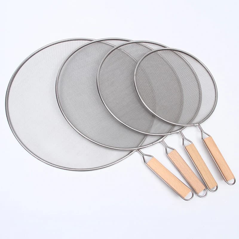 Stainless Steel Anti-Scratch Cover with Wooden Handle for Tiles and Pots, Kitchen Accessories