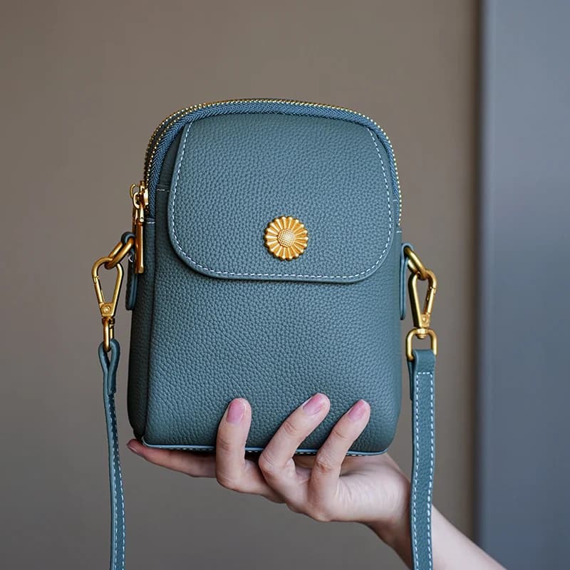 Faionable Borsa per cellulare in pelle leggera per donna Borsa a tracolla Sli Borsa alla moda in pelle di vacchetta coreana Sle