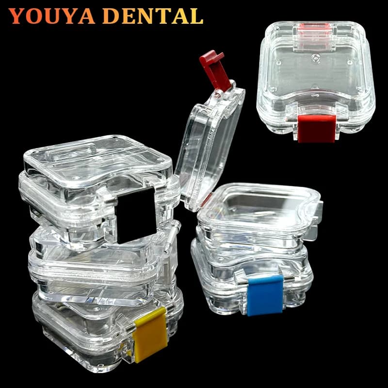 5 pcs Plastic Boxes with Film Sottile Protected Storage Protected Storage Box Dental Crown Deck Veneer Chip Dentistry Protected Storage Box
