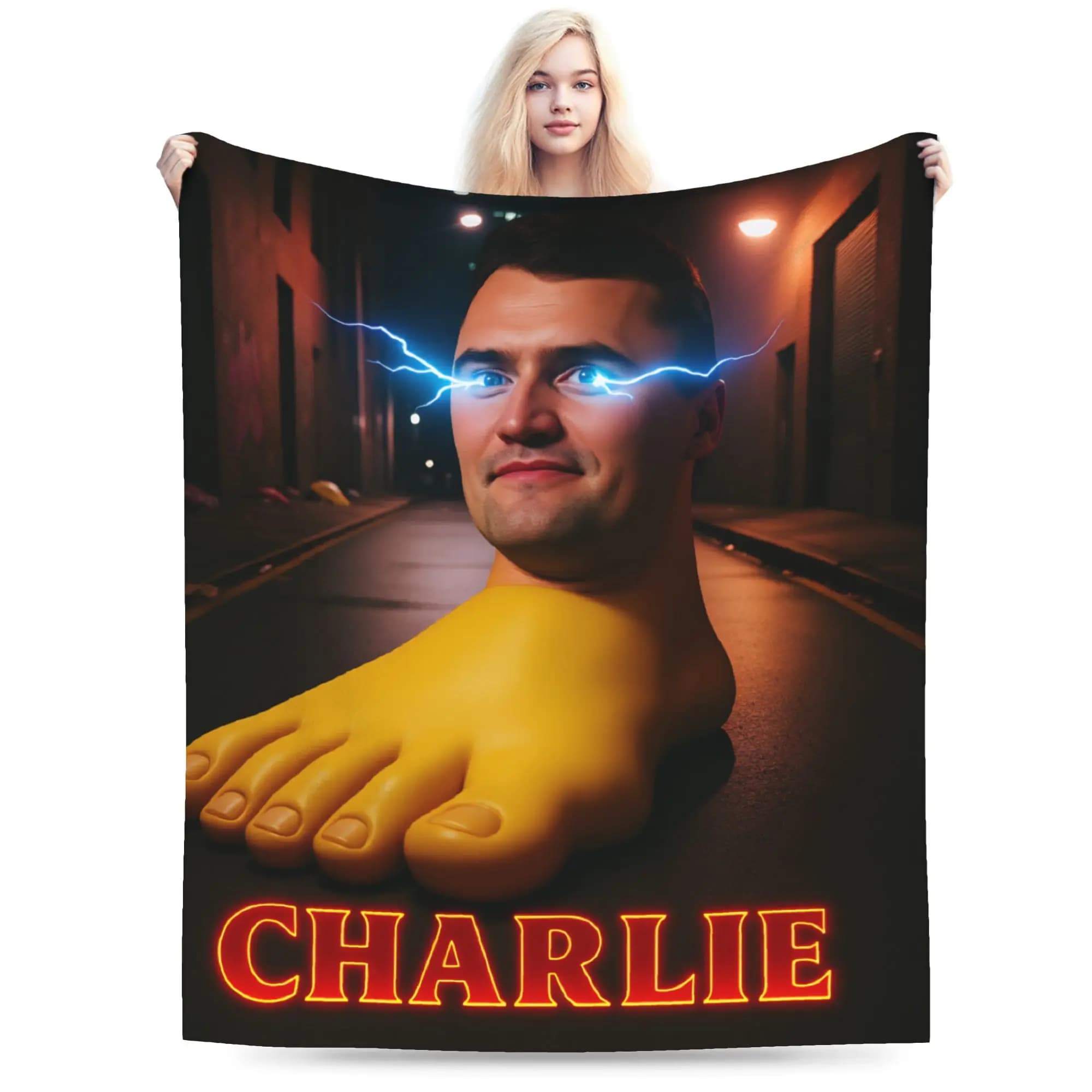 Charlie Kirk Piede gigante Divertente Brainrot italiano Meme Coperta Coperta invernale calda Coperta da tiro Soggiorno Copriletto in flanella