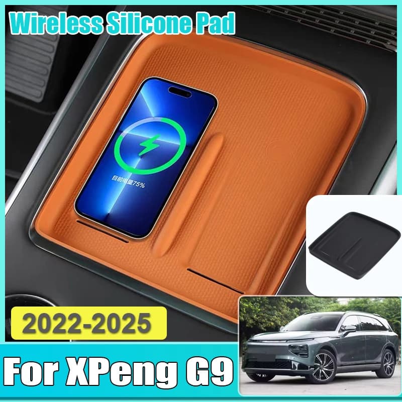 Tappetino di ricarica wireless per controllo centrale interno auto per accessori XPeng G9 2025 2024 ~ 2022 adesivi antiscivolo per tappetino in silicone