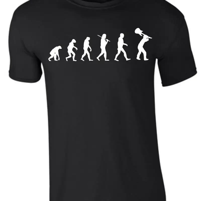 Guitar Evolution Music Pick Guitar Side Side T-Shirt Textile Print S117-