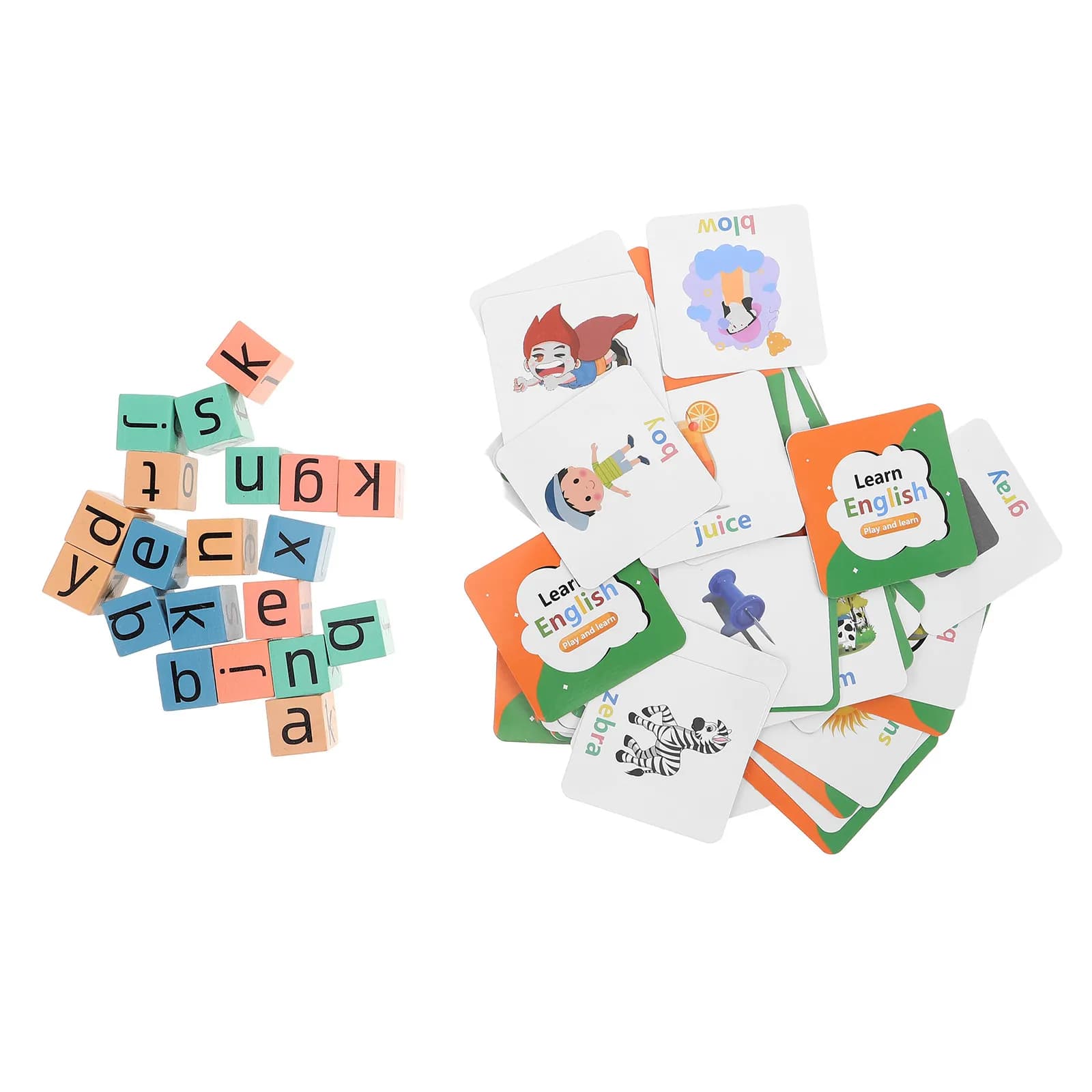 Set di Carte Flash con Lettere Inglesi, Blocchi di Legno Colorati, Gioco Educativo di Ortografia e Abbinamento di Parole Montessori per Prescuola