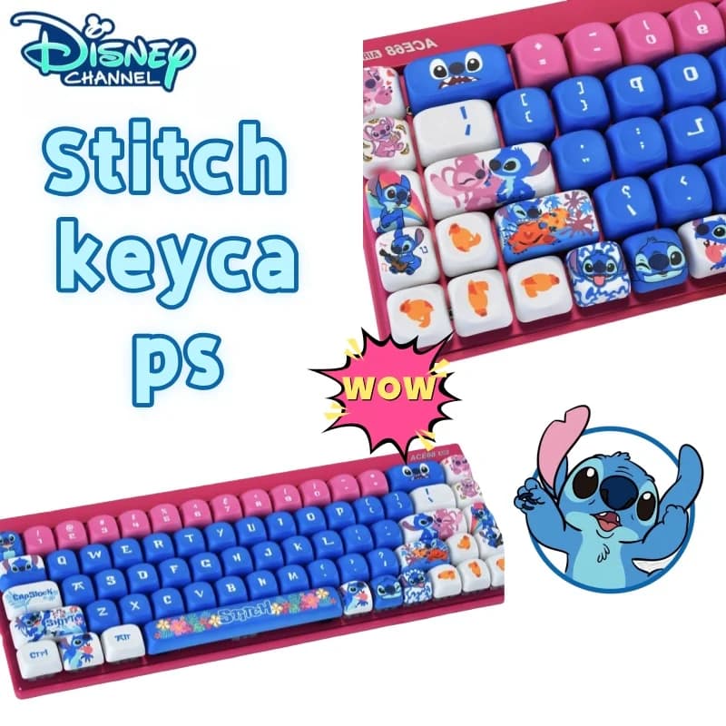 Stitch keycaps simpatico cartone animato moda kawaii MOA sublimazione adattamento tastiera meccanica 60/68/75/87/98/108 decorazione