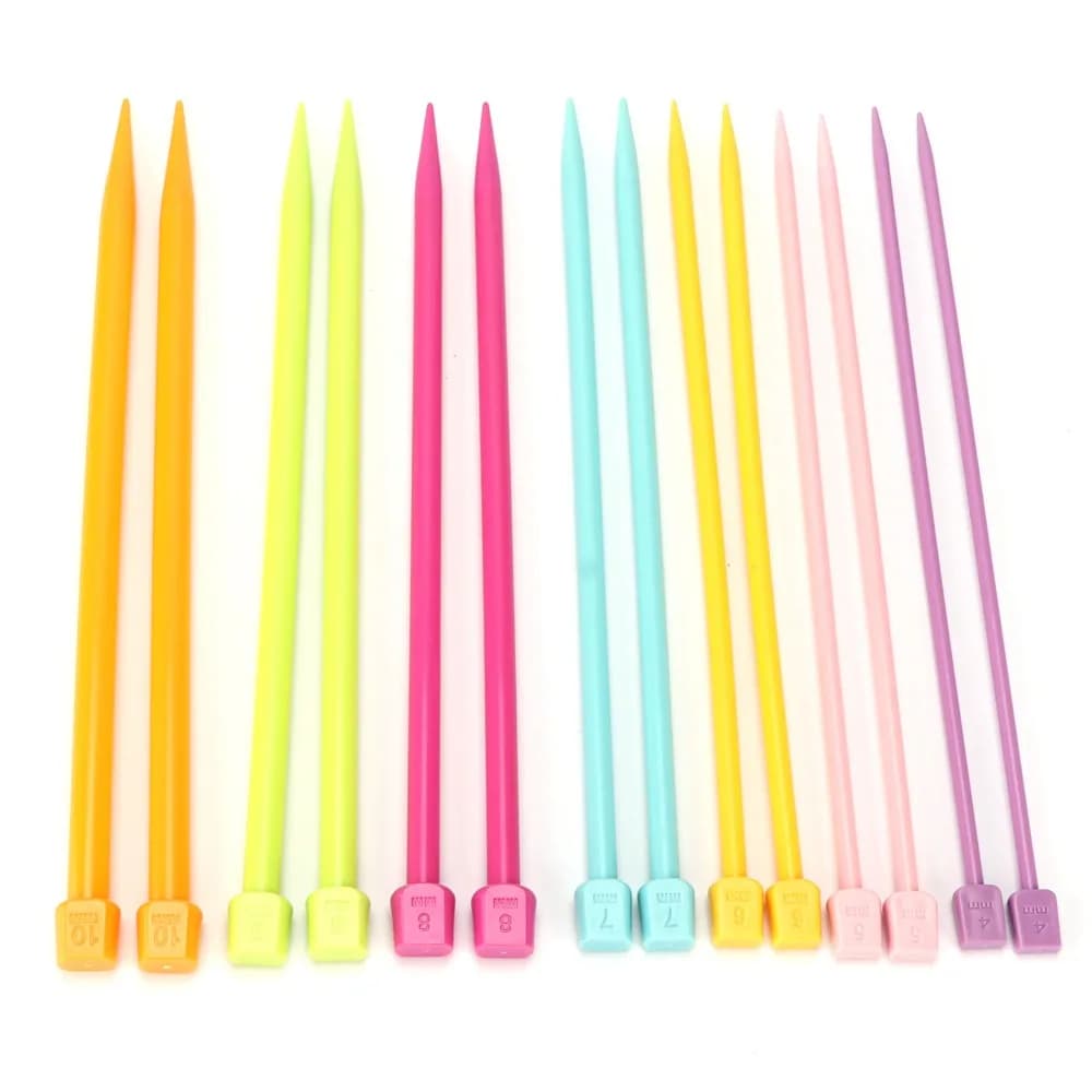 14pcs 4mm to 10mm Knitting Needles Set Multicolour Plastic Straight Knitting Needles Plastic Knitting Needles DIY Enthusiast