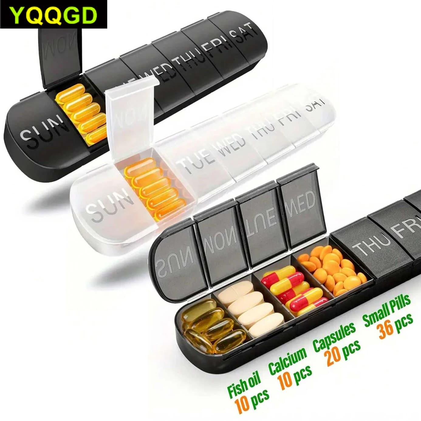 1 pcs large pill holder, weekly pills travel pills, 7-day pill holder for large supplements of fish oil vitamins