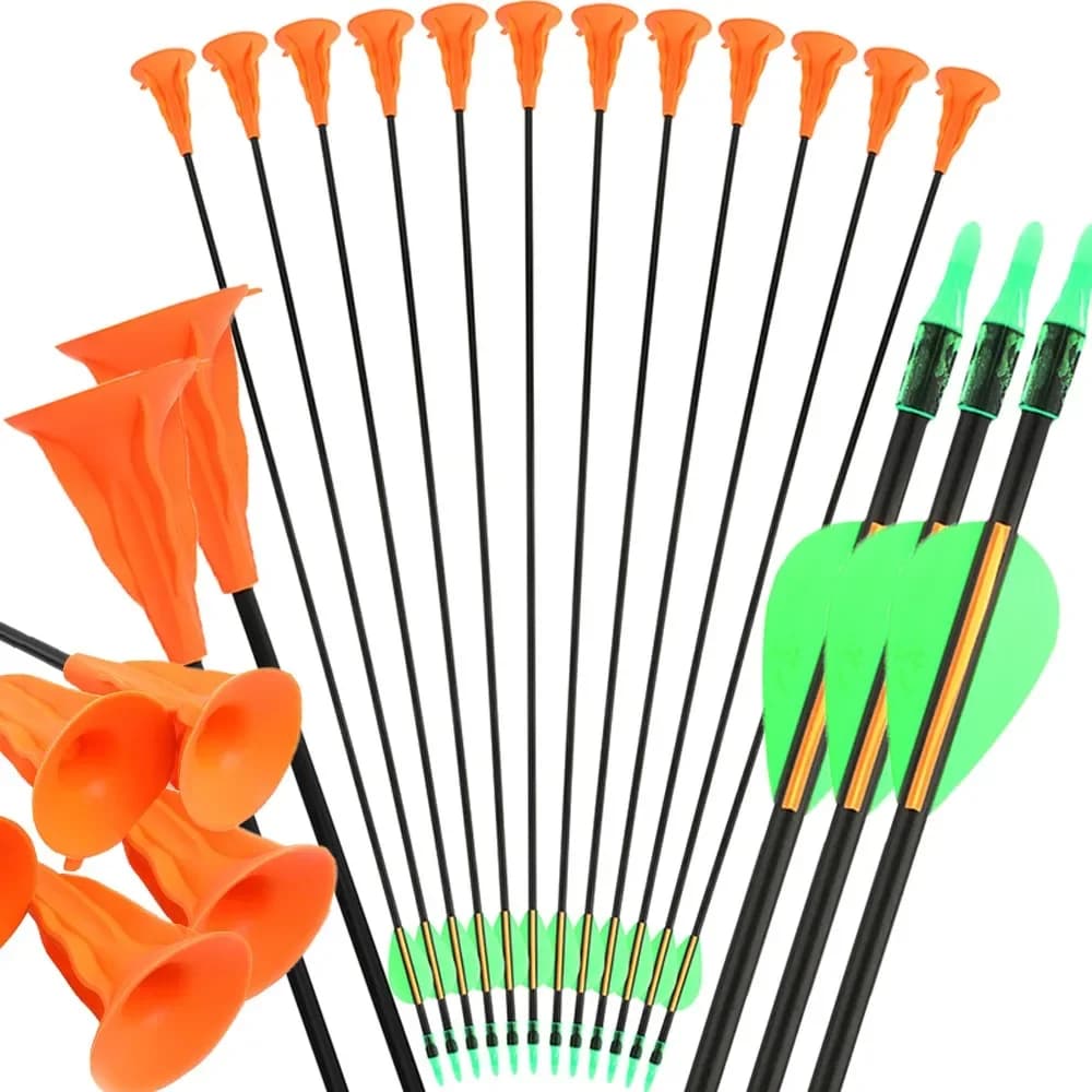 6/12pc Tiro con l'arco 30 ''Sucker Freccia OD6mm Albero in fibra di vetro Bambini Adolescente Principiante Arco All'aperto Tiro al bersaglio Gioco Pratica Frecce