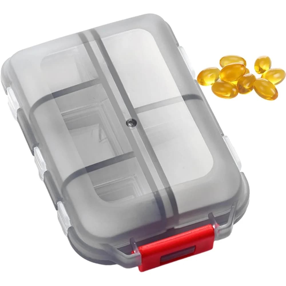 10 Compartments Travel Pill Organizer Pocket Portable Pill Storage Box Case Daily Pill Container or Purse Fish Oil Medicine