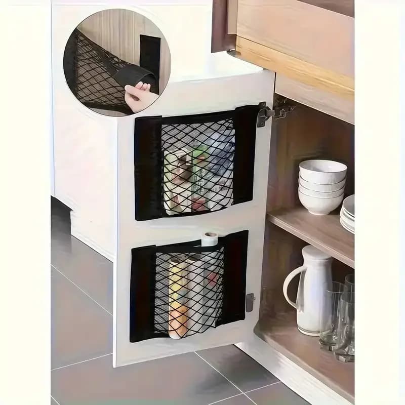 Borse portaoggetti per porta dell'armadio da cucina a parete Borsa per immondizia in rete Borse per la spesa in plastica Dispenser Borsa per articoli vari Borsa per organizer per bagagliaio per auto in rete