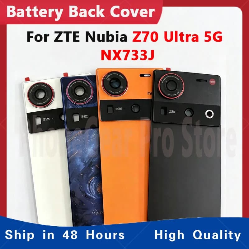 Z70Ultra Glass Back Battery Cover For ZTE Nubia Z70 Ultra Housing Door Rear Case Z70Ultra NX733J With Camera Frame Lens Adhesive