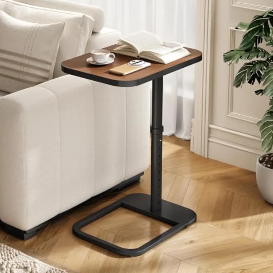 Tavolino Porta TV Aggiornato con Blocco Pannello 90 ° Tavolino da Divano con Design Ribaltabile e Altezza Regolabile per Mangiare, Usare il Laptop, Divano B