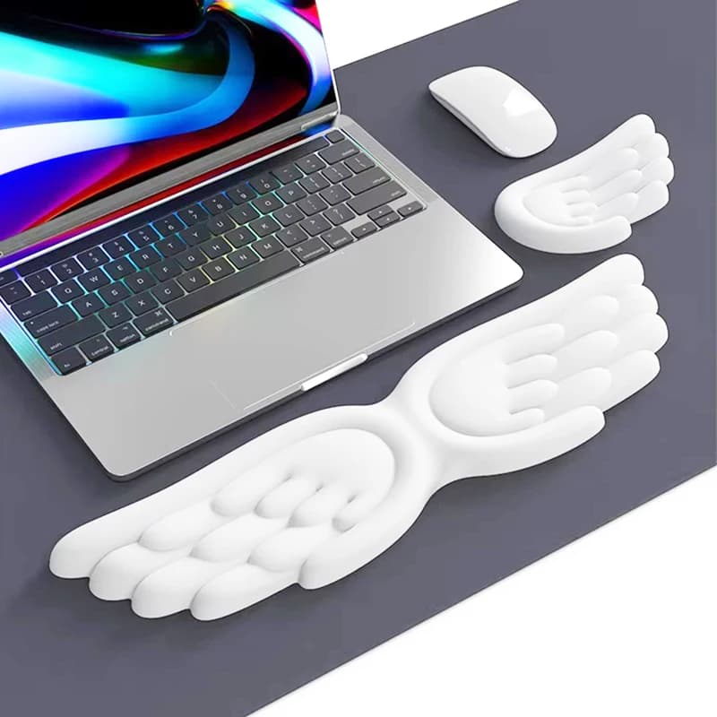 Memory Foam Wrist Support Angel Wing Memory Foam Cushion Support For Mechanical Keyboard Mouse Ergonomic Desk Accessory Tool Kit