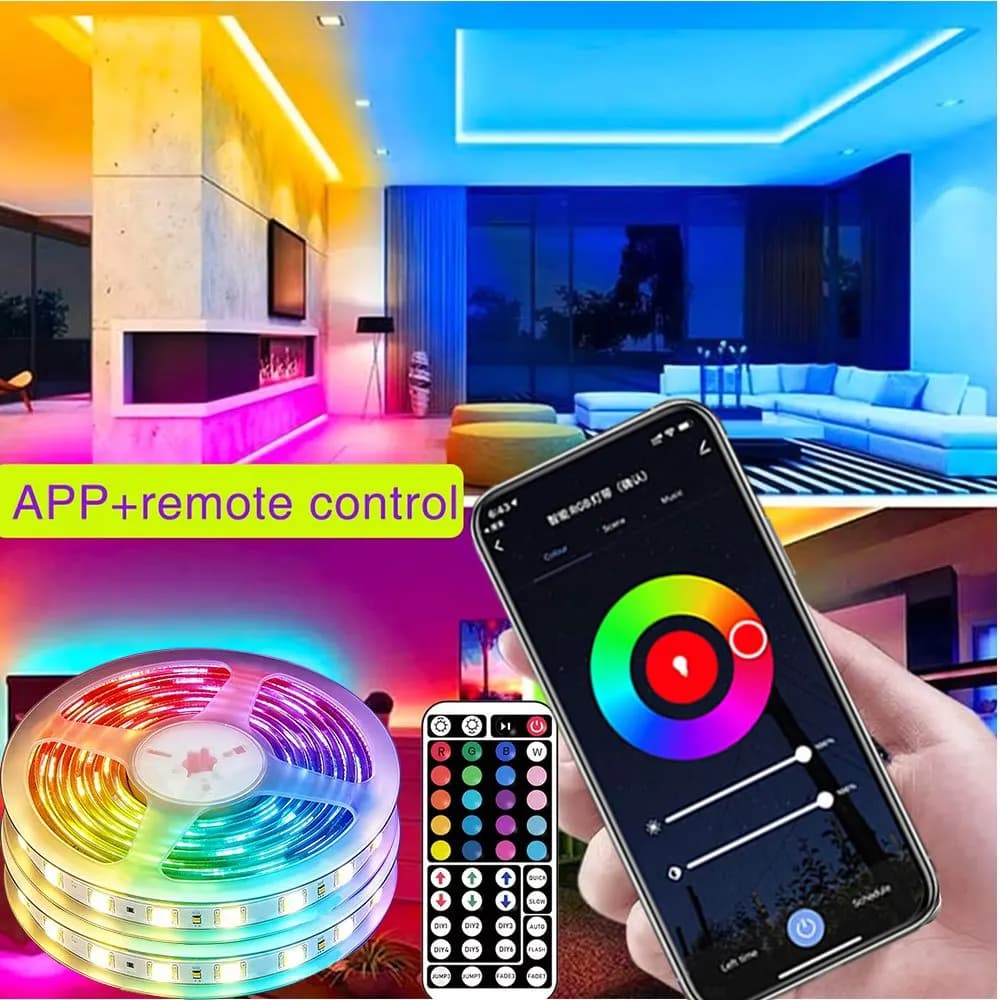 APP Control RGB LED Strip Lights, USB RGB Strip Lights with Remote Control, Music Sync Function, Timing Settings, Color Changing