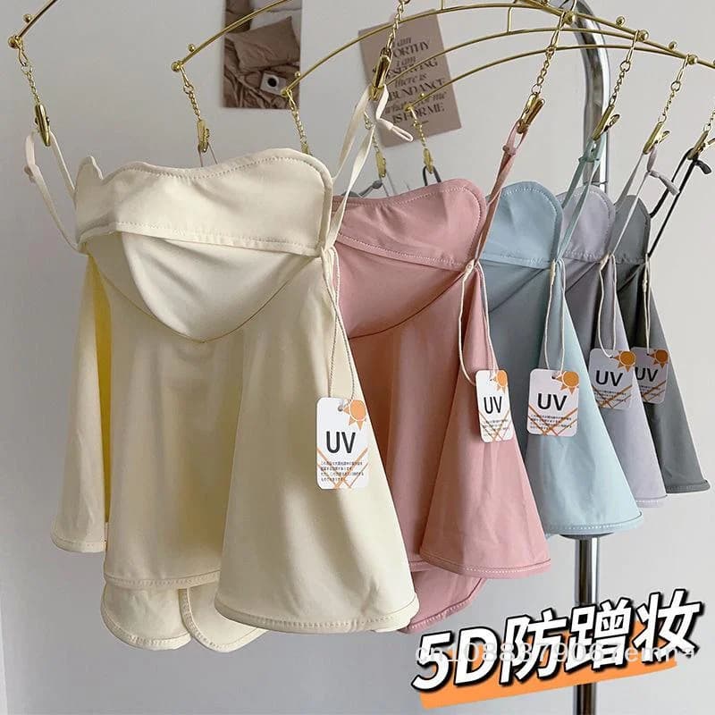 [ZYAS] Maschera estiva in seta ghiacciata per la protezione solare da donna UPF50+ Sciarpa anti-UV per ciclismo all'aperto ed escursioni 360 ° Copri Viso e Collo