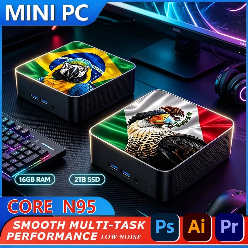 Mexico Brazil Flag Mini PC Intel N95 2026 New 16GB RAM 2TB SSD WiFi6 BT5.2 Compact High Performance for Gaming Office