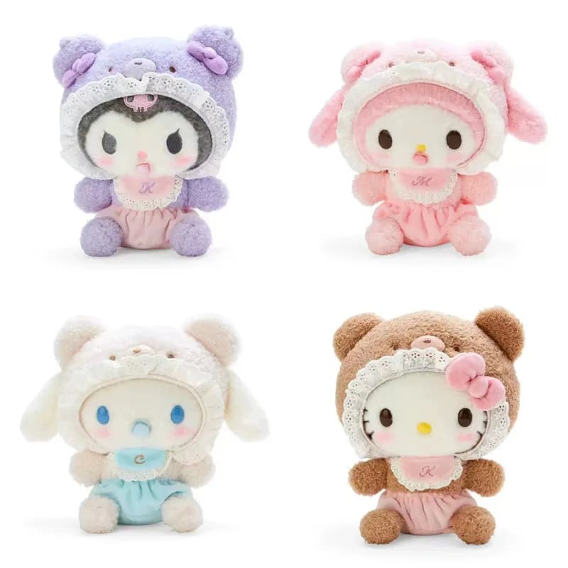 20 CM Anime Hello Kitty Kuromi My Melody Cinnamoroll cosplay cross-dressing cartone animato bambola di peluche cuscino imbottito in cotone PP regalo