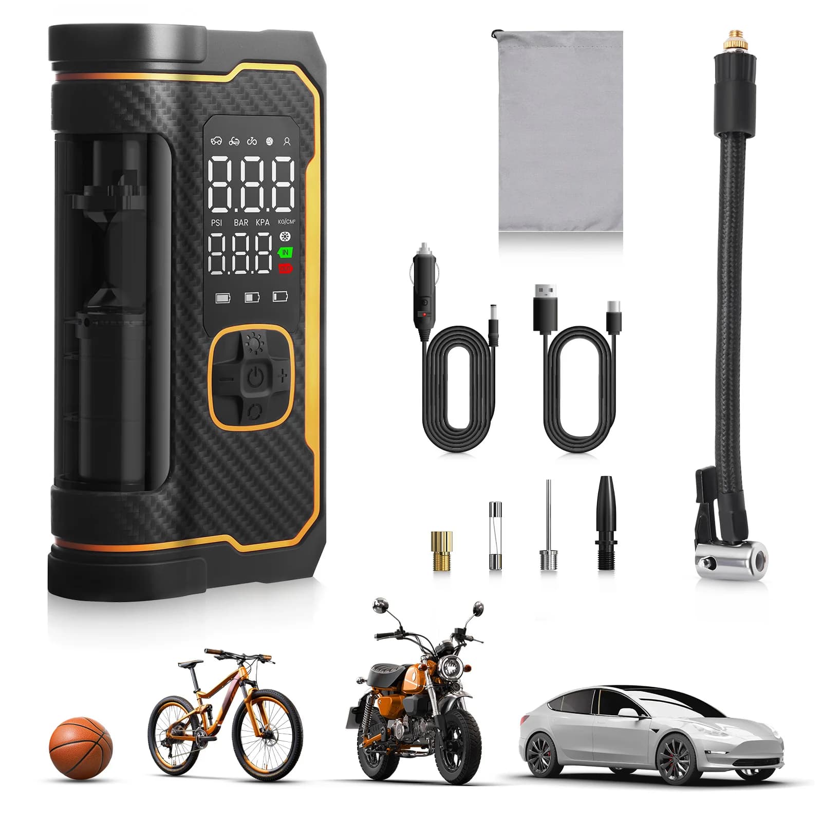 Air Pump Compressor 160 PSI For Car Bike Ball Motorcycle Portable Digital Tyre Inflator LED