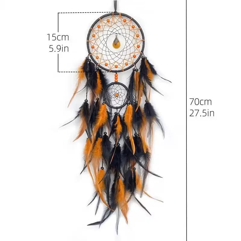 Adorned With Artificial Feathers And Crystals, Exquisite Wall Decoration Hand-woven Dreamcatcher Wind Chimes,
