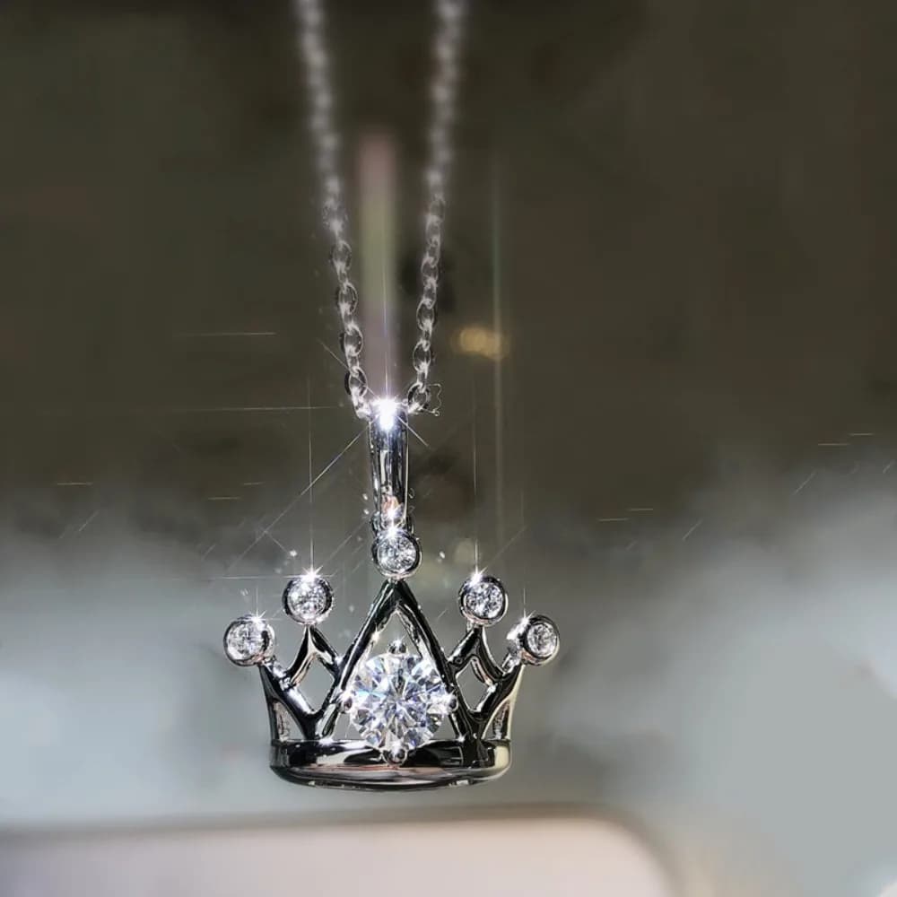 Fashion Exquisite Eight-heart Eight-arrow 5A Zircon Hollowed-out Crown Pendant Necklace for Women Stainless Steel Jewelry Gifts