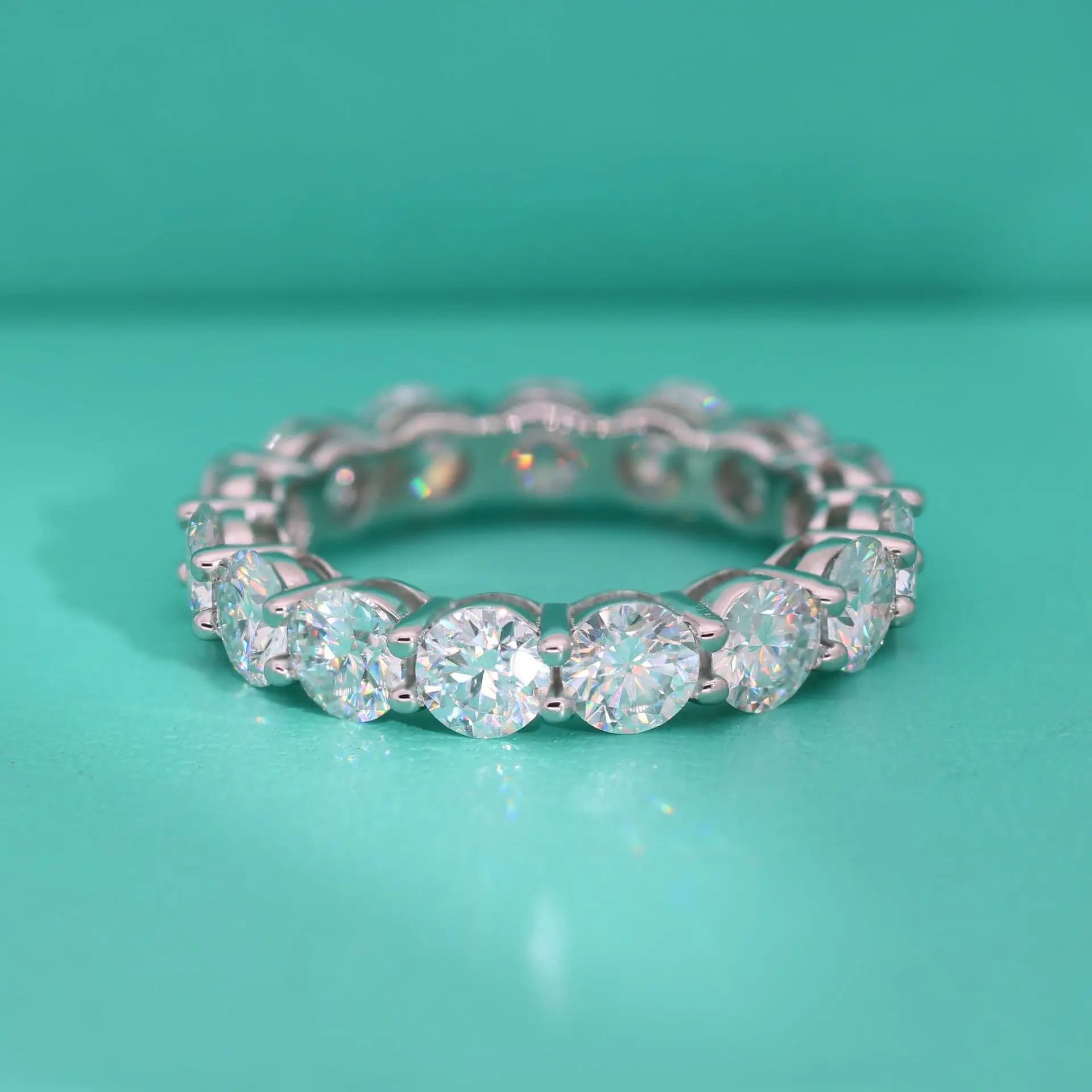 Anello in moissanite a cerchio intero, rotondo, sottile, di lusso leggero, platino 950