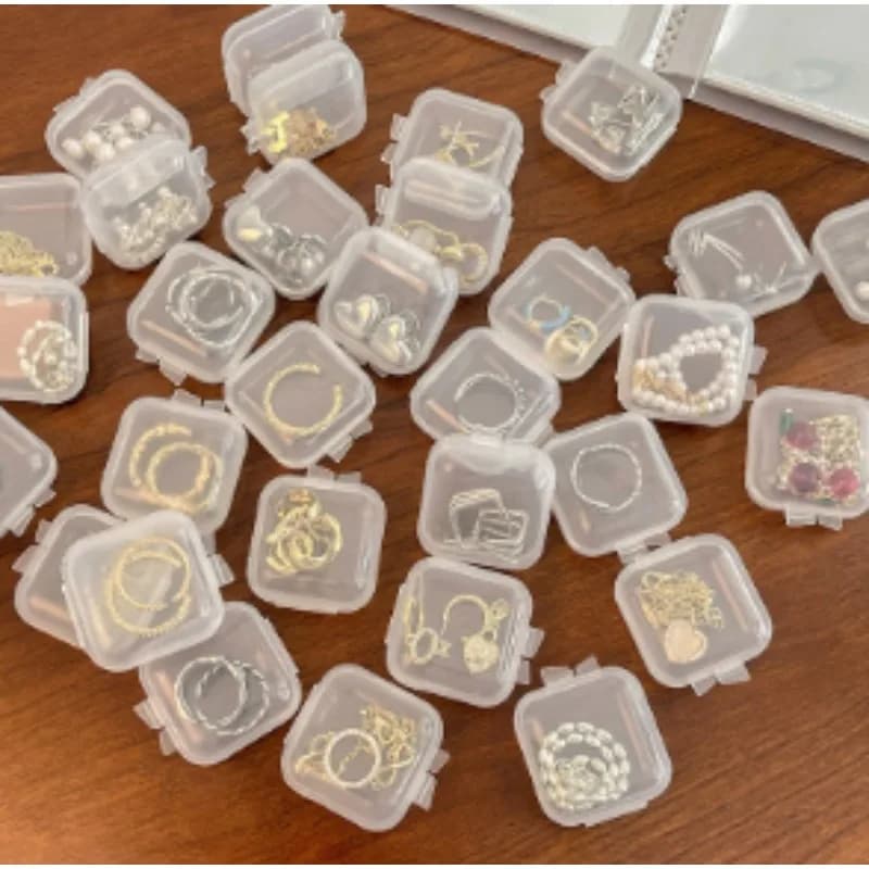 Piccola scatola in plastica trasparente, piccoli gioielli per anelli di archiviazione di orecchini medicinali, chiavetta USB, archiviazione di carte telefoniche