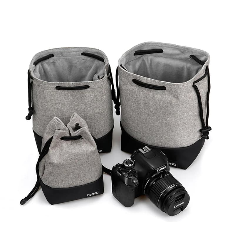BOONA Borsa portaoggetti per fotocamera mirrorless Design con cuciture con coulisse Custodia impermeabile per obiettivo fotografico per Canon Nikon Sony Pentax