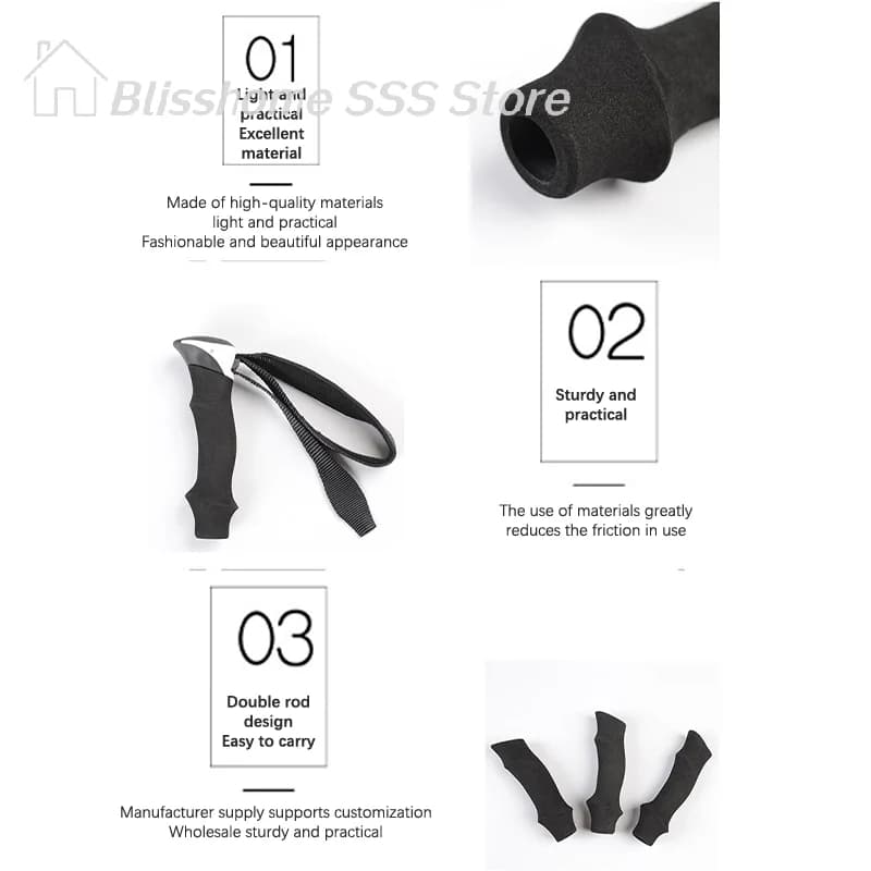 【S】Trekking pole accessories cane tip buckle trekking pole head handle accessories straight handle T-shaped wrist strap out