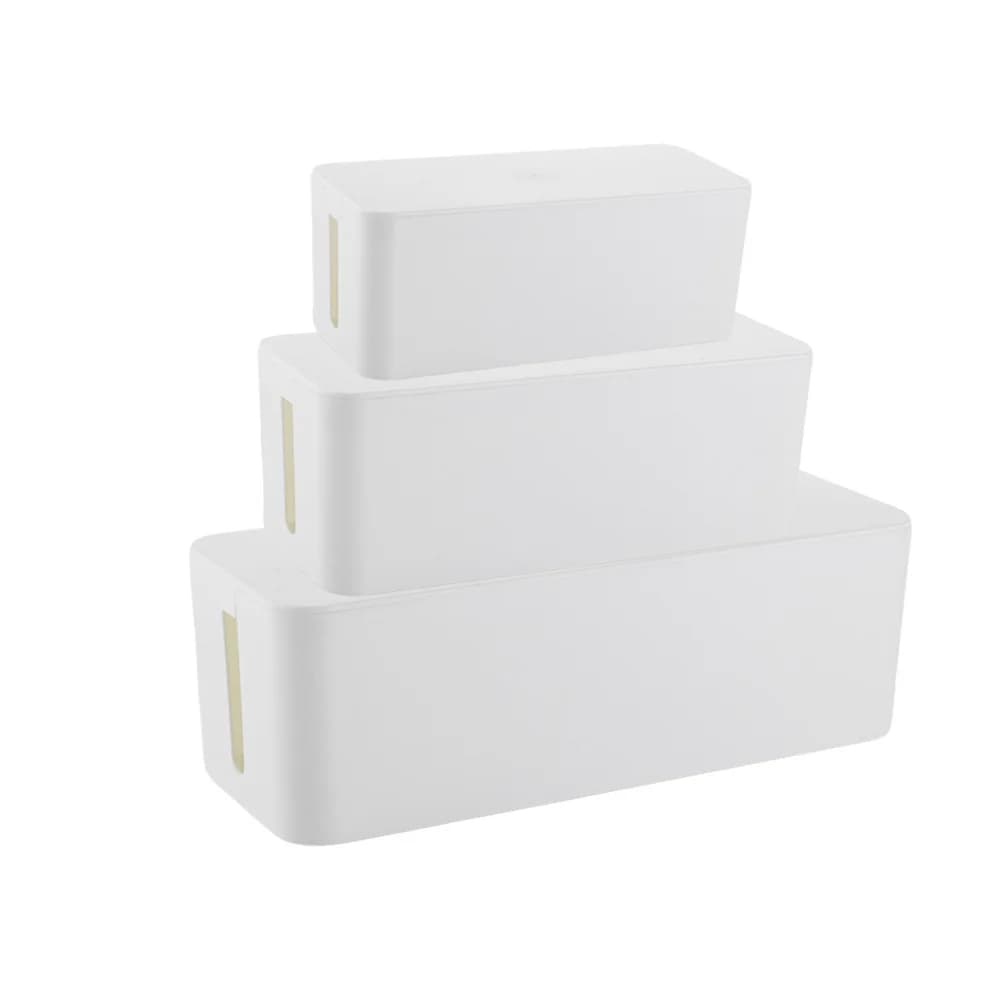 Bamboo And Wood Cable Management Box: Large Capacity Power Strip Organizer, Desktop Wire Storage Box