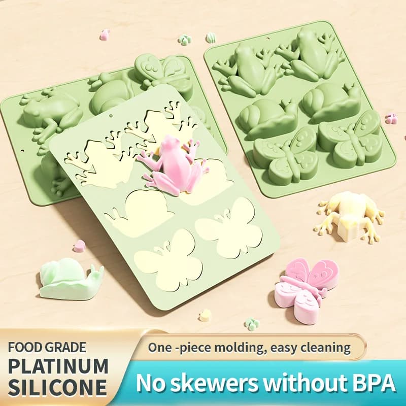 Stampo in Silicone a Forma di Rana, Stampo 3D per Cioccolato, Caramelle, Decorazioni per Torte, Sapone, Resina, Gelatina, Stampi in Silicone a Forma di Animali