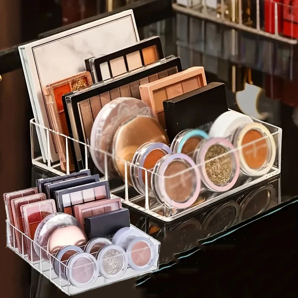 Storage box eye shadow palette and lipstick organizer for makeup organizer, 7 separate makeup palette storage space