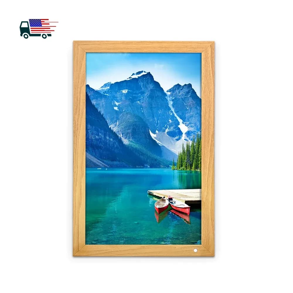 Visualizzatore di foto digitali all'ingrosso Cornice per foto in legno ultra sottile da 21,5 pollici per display pubblicitario commerciale