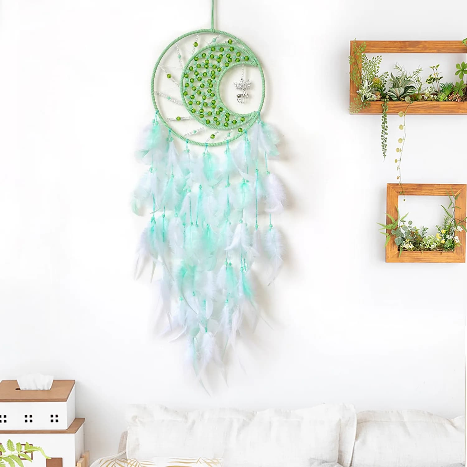 Creative Moon Feathers Dream Catcher Large Wall Hangings Large Wind Chimes Door Pendants For Girls Holiday Party Gifts