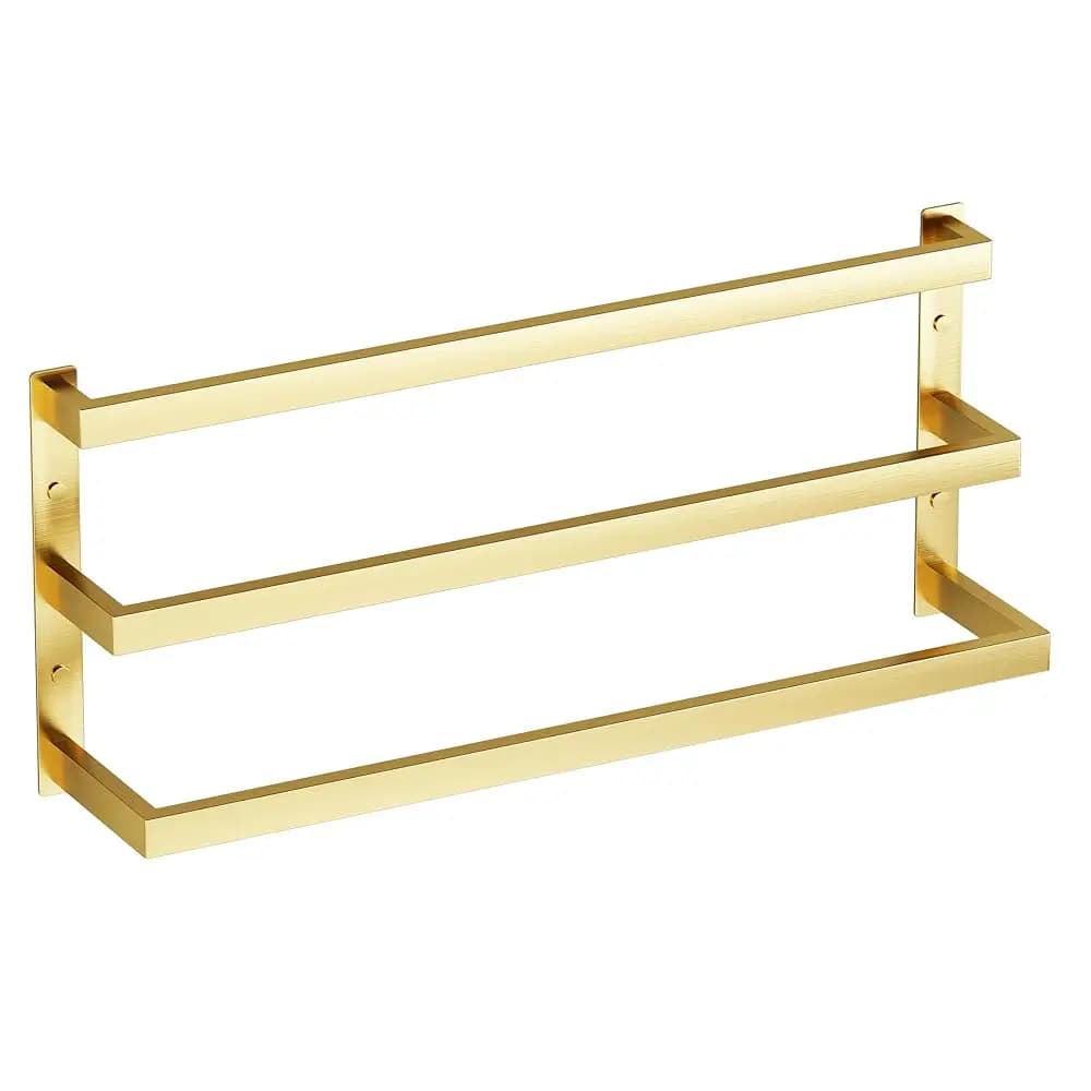 Spedizione gratuita - Portasciugamani a 3 livelli da 32 pollici, portasciugamani a parete con design a scala quadrata, in acciaio inossidabile 304 color oro spazzolato