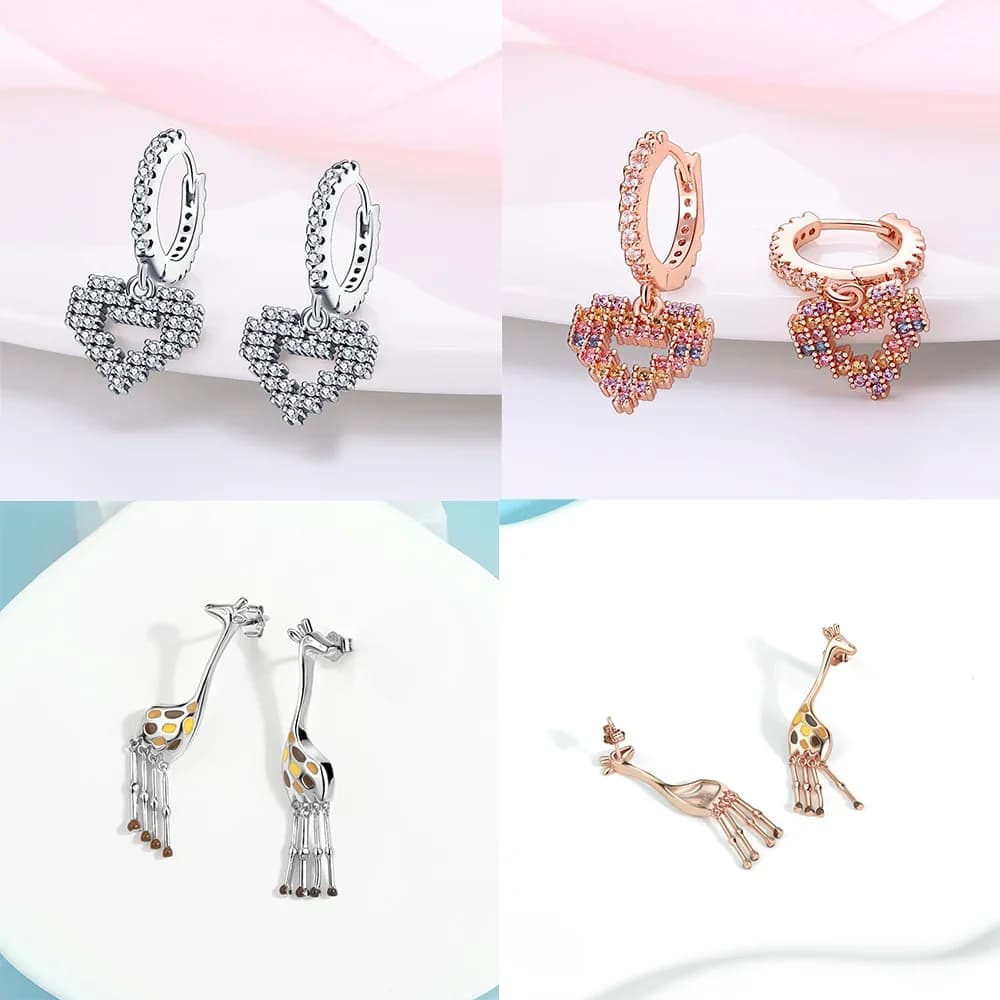 exquisite 925 Silver Heart Shaped Square Circle Dream Catcher Design Earrings for Women Engagement Birthday Fine Jewelry Gift