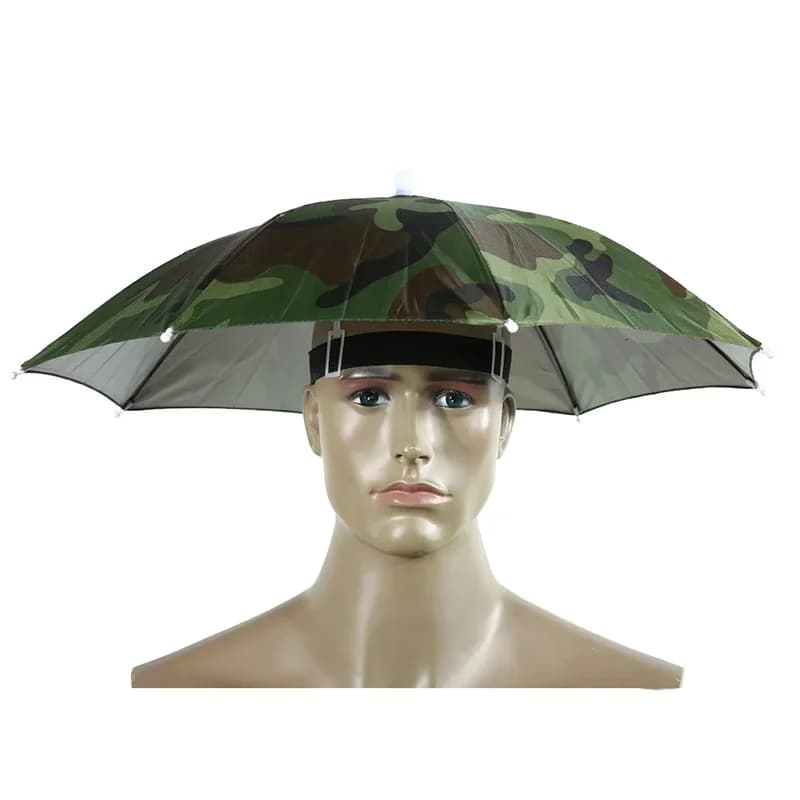 1pc cappello ombrello portatile mimetico pieghevole parasole esterno cappello da pesca da campeggio impermeabile copricapo accessori per cappelli da spiaggia