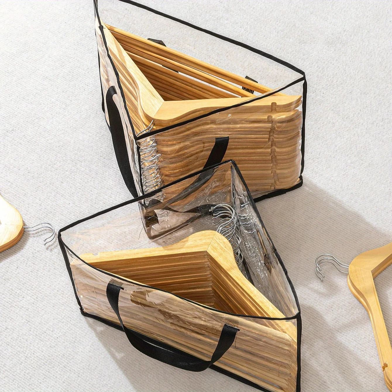 PVC triangular object holders, space saving organizer, for cabinets, neat laundry and drying racks
