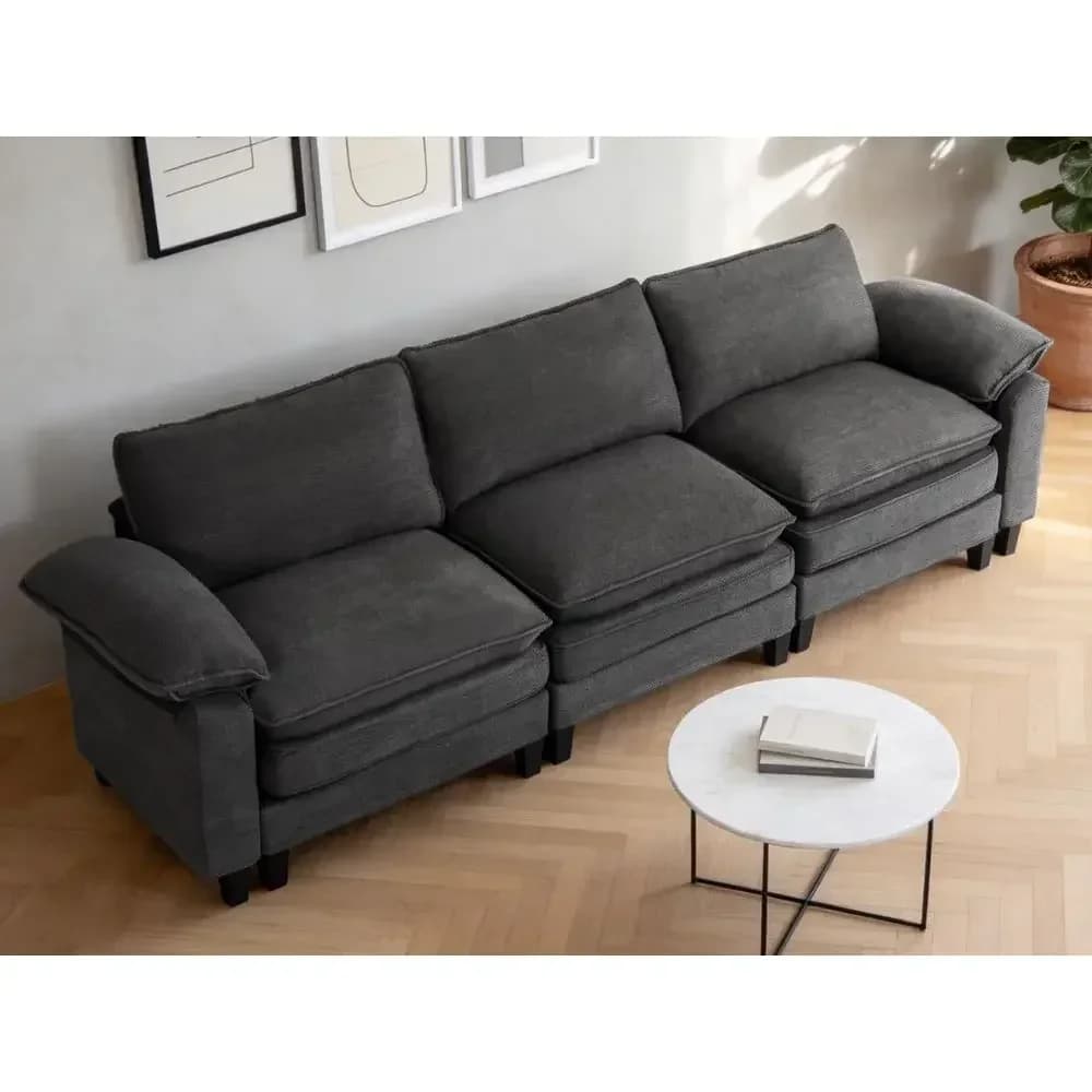 Sectional Sofa with Chenille Cloud Cushions, Washable Covers, Deep Seat, 5'' Legs, Suitable for Living Room