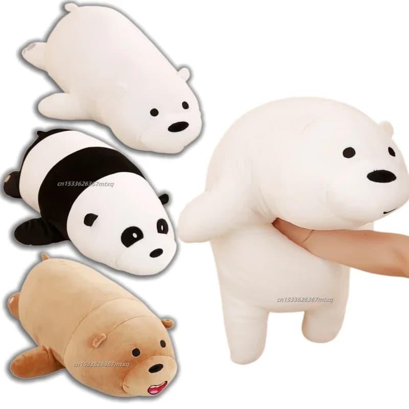 Adorabili Peluche Orso Sdraiato, Animali di Peluche We Bare Bears, Morbido Orso Grizzly, Orso Polare, Panda, Giocattolo di Peluche, Cuscino Morbido, Regali per Ragazze
