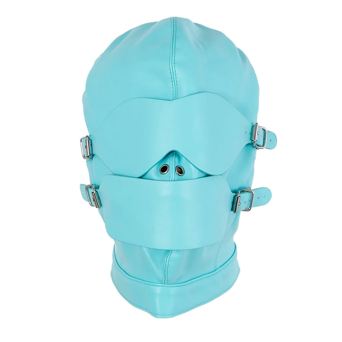 BDSM Full Face Sex Mask Hood Headgear Set Eye Blind SM Slave Mouth Ball Gag Adjustable Head Size Adult Sex Cosplay Bondage Gears