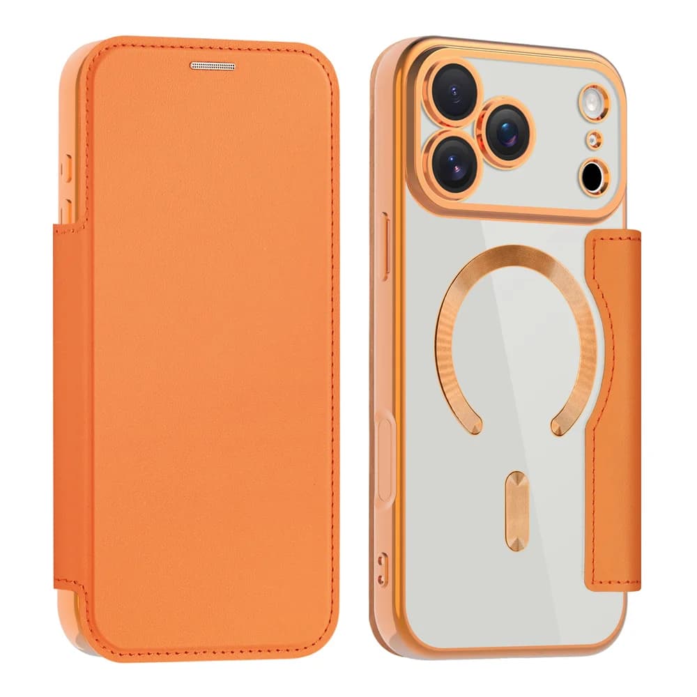 Transparent Magnetic Wallet Case for iPhone 17 Air 16 15 14 13 12 Pro Max Plus 17Pro, Cover with Magsafe Wall Cover