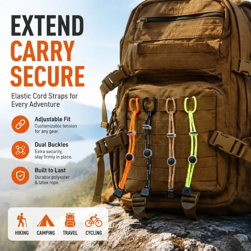 Adjustable Elastic Fast‑strap Backpack Expansion Buckle Secure Trekking‑pole Gear Portable Hanging‑cord Accessory Attach Outdoor